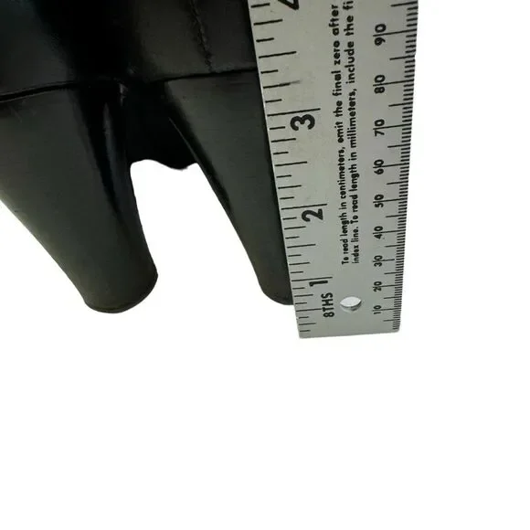 Black Leather Heeled Ankle Boots, Pointed Toe, Block Heel, Chic Classic Style - Picture 7 of 12